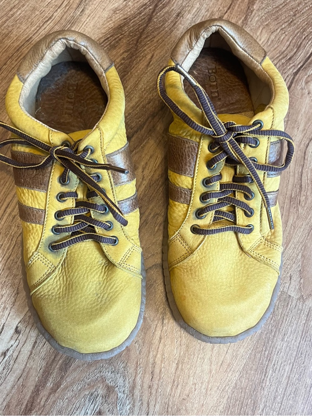 Born Yellow and Brown Leather Sneakers